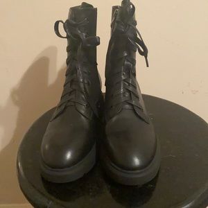 Black leather boots